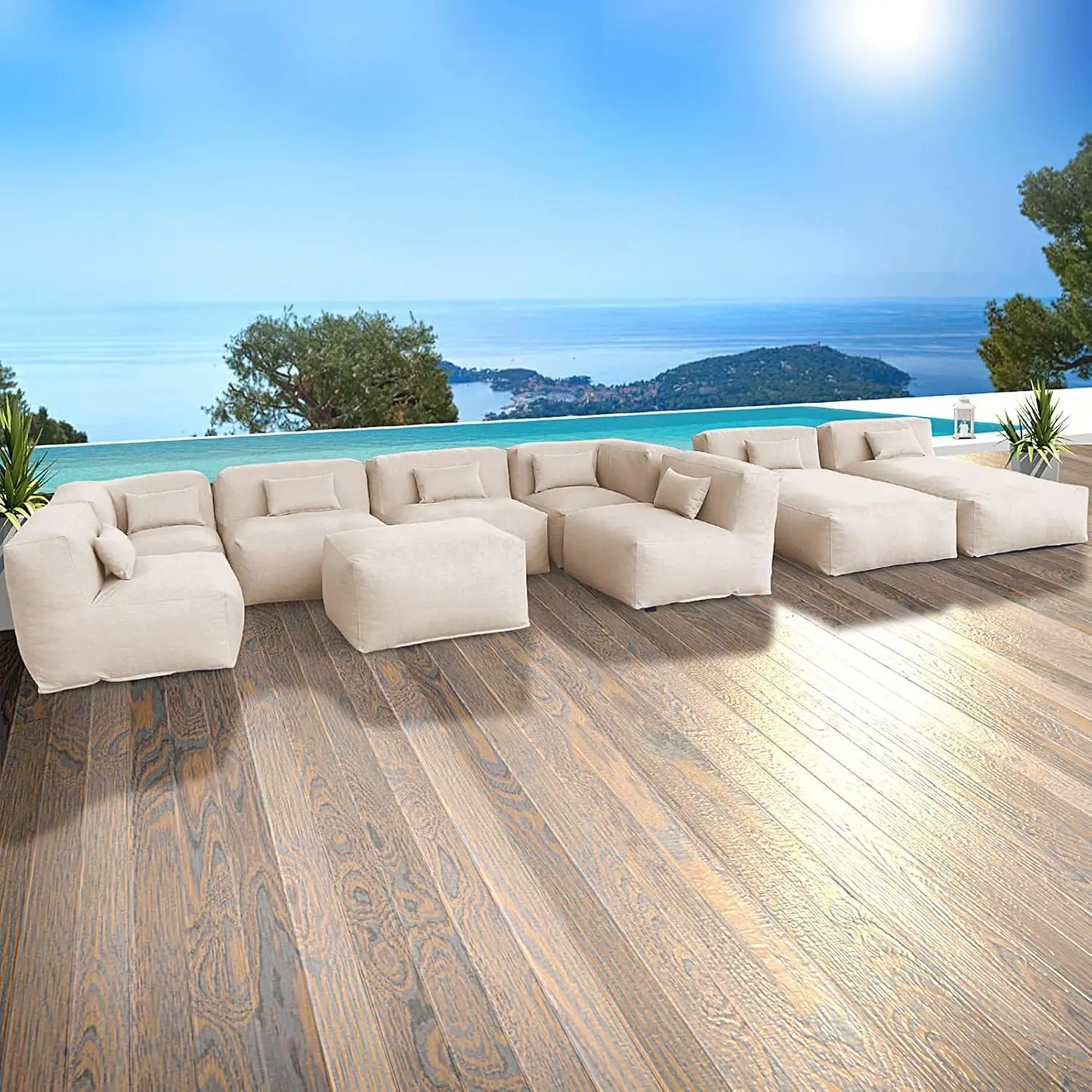 Patio Furniture Set Bean Bag 9 Pieces