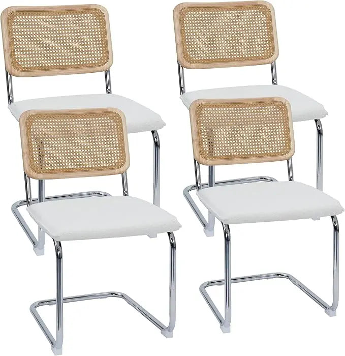 Modern Cane Dining Chairs, Set of 4