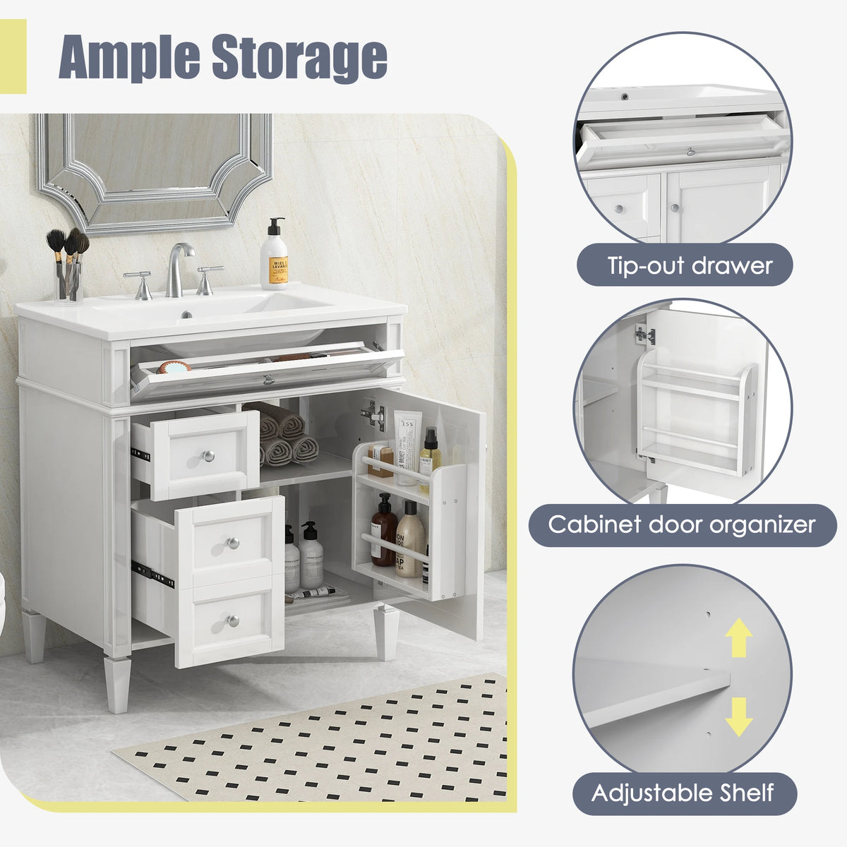 30'' Modern Bathroom Vanity with Sink
