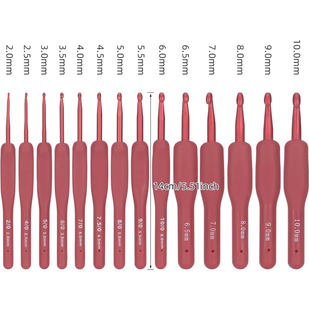 14pc Red Knitting & Weaving Tool Set