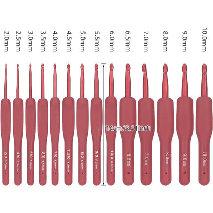 14pc Red Knitting & Weaving Tool Set