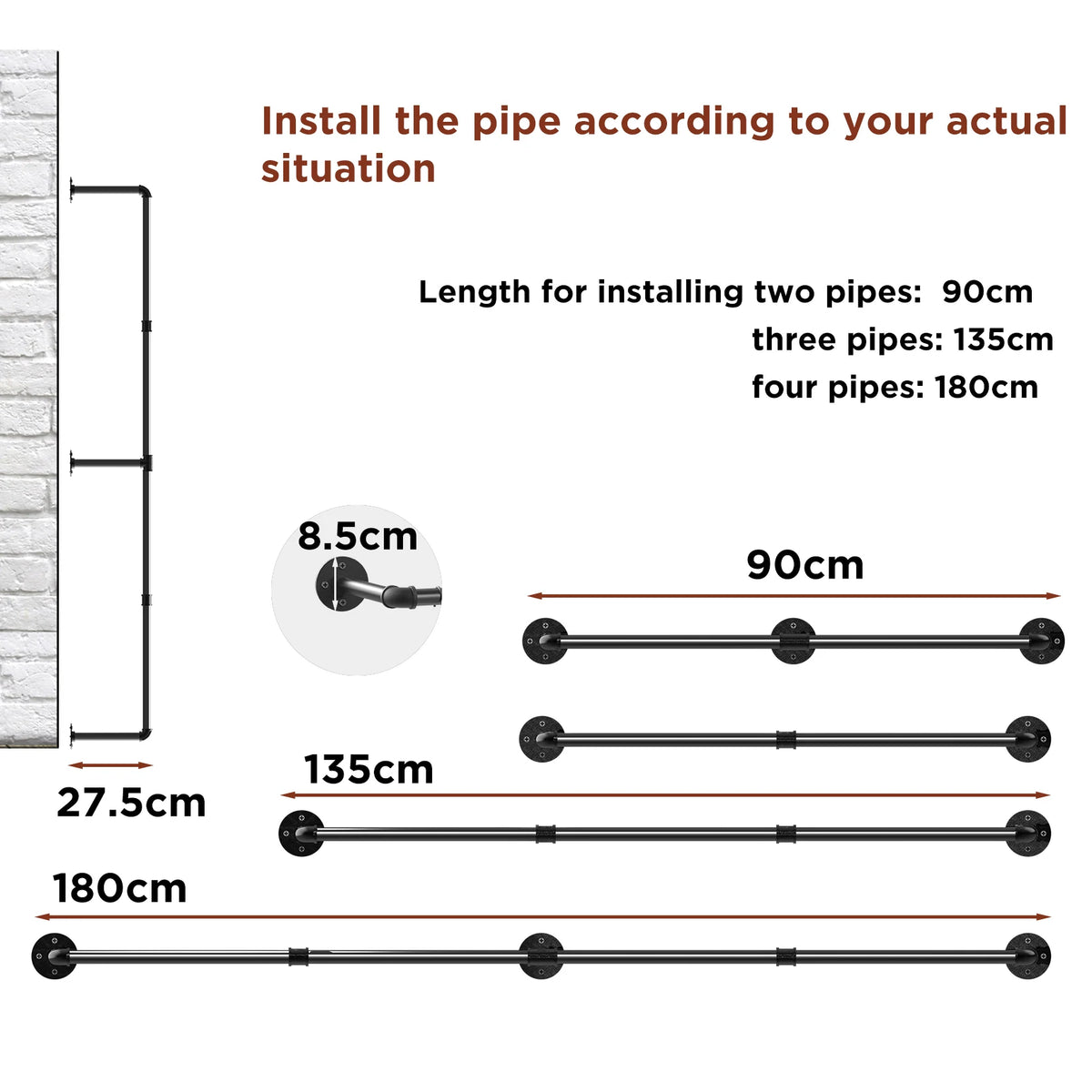 180cm Bedroom Garment  Rail