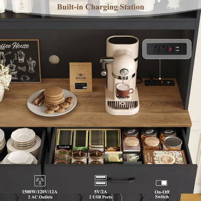 75" Kitchen Pantry Cabinet with Hutch