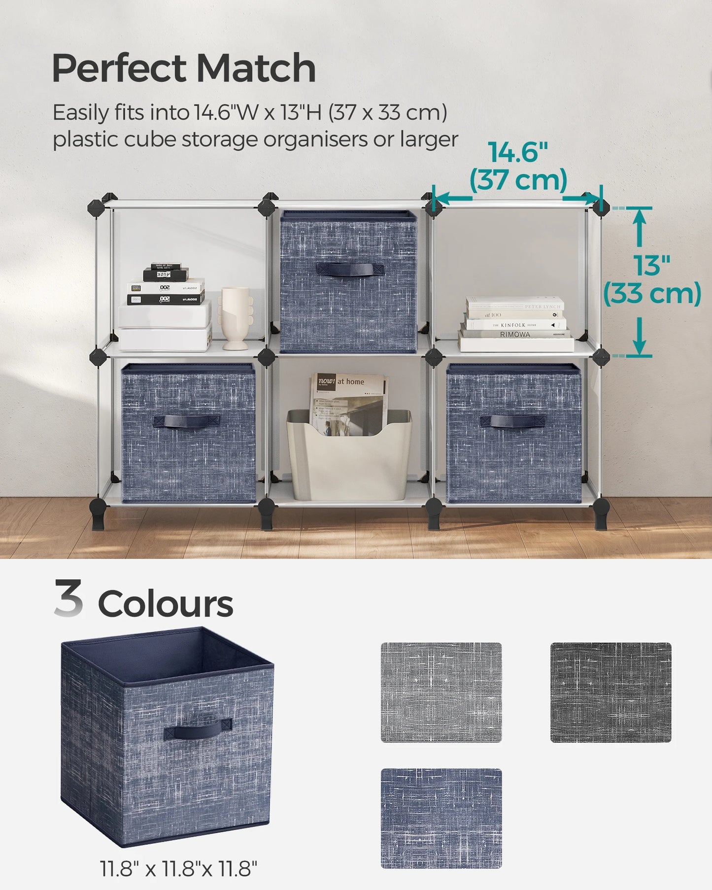 Storage Cubes, 11.8-Inch Non-Woven Fabric Bins