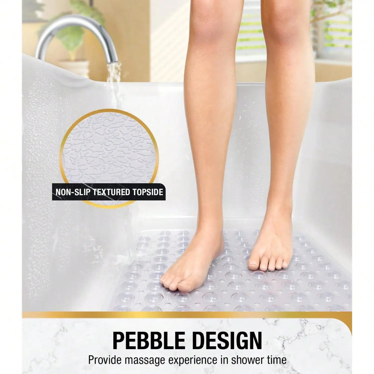 Non Slip Bath Mat For Tub 40x16 Inch Extra Long
