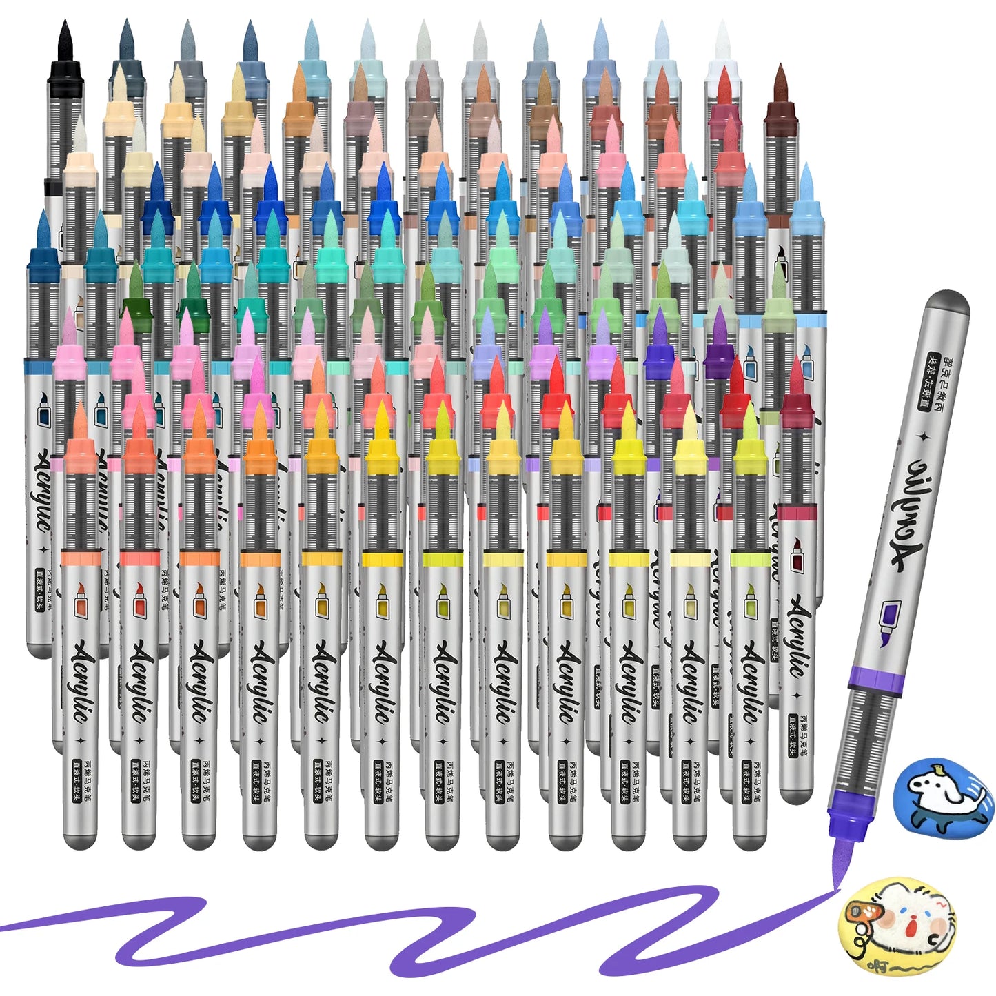 12 pcs Brush Tip Acrylic Paint Pens Set