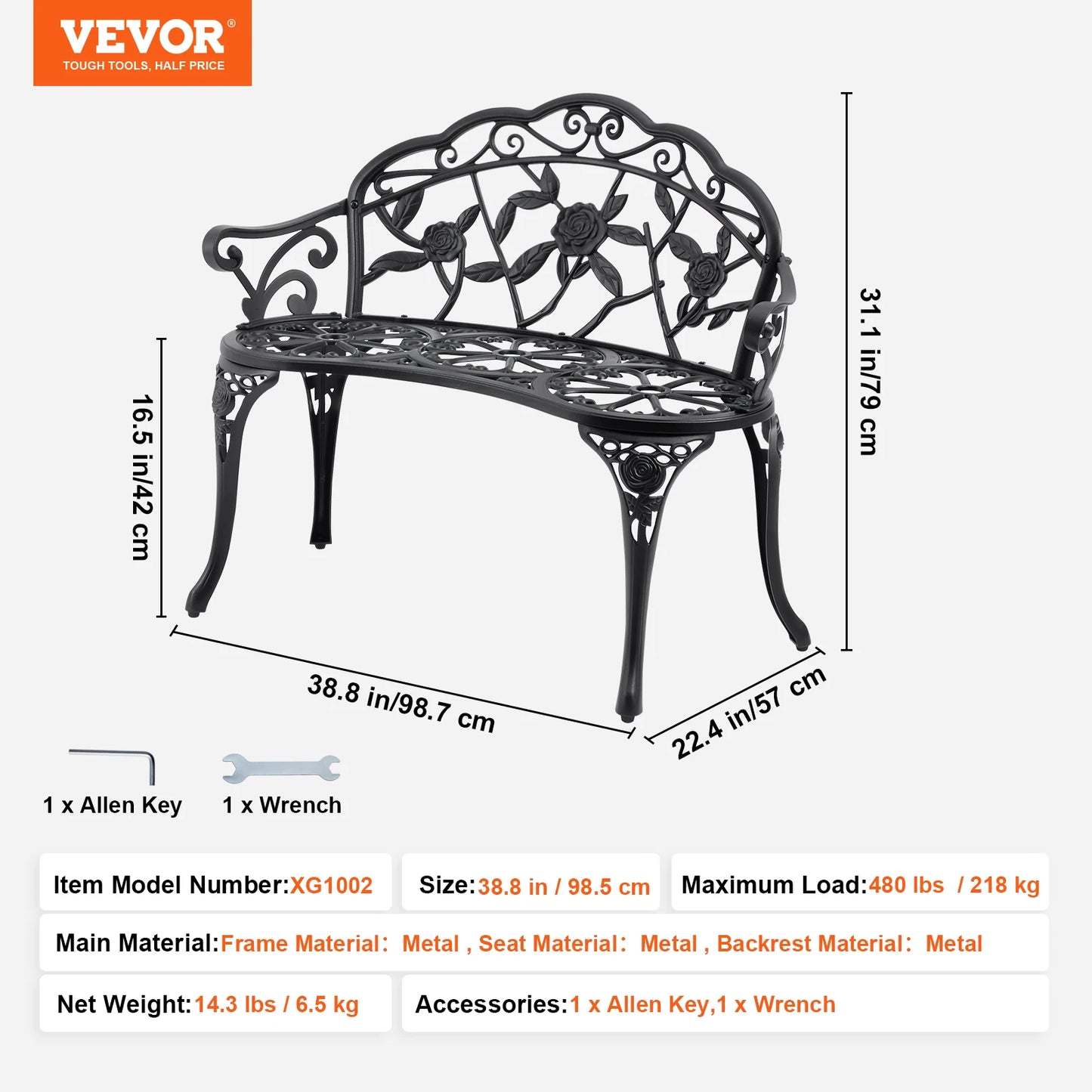 Outdoor Bench Wooden or Metal