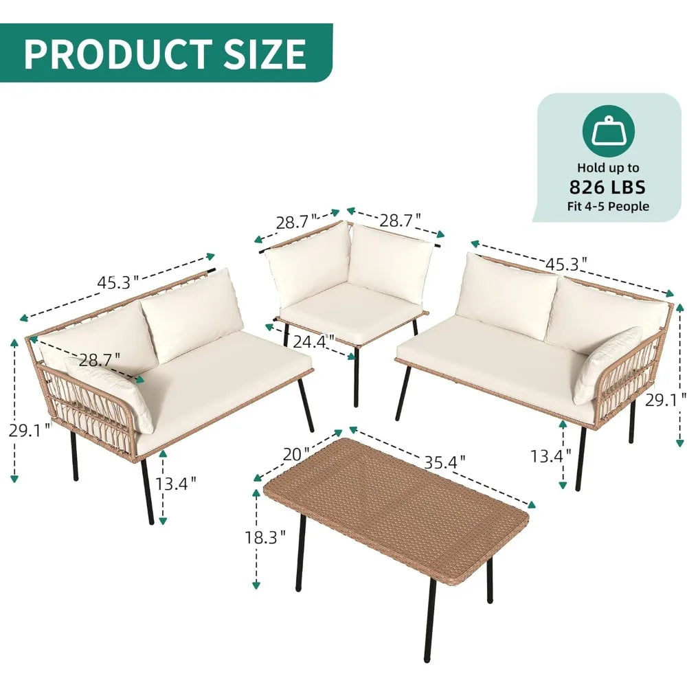 4-Piece Wicker Patio Furniture Set