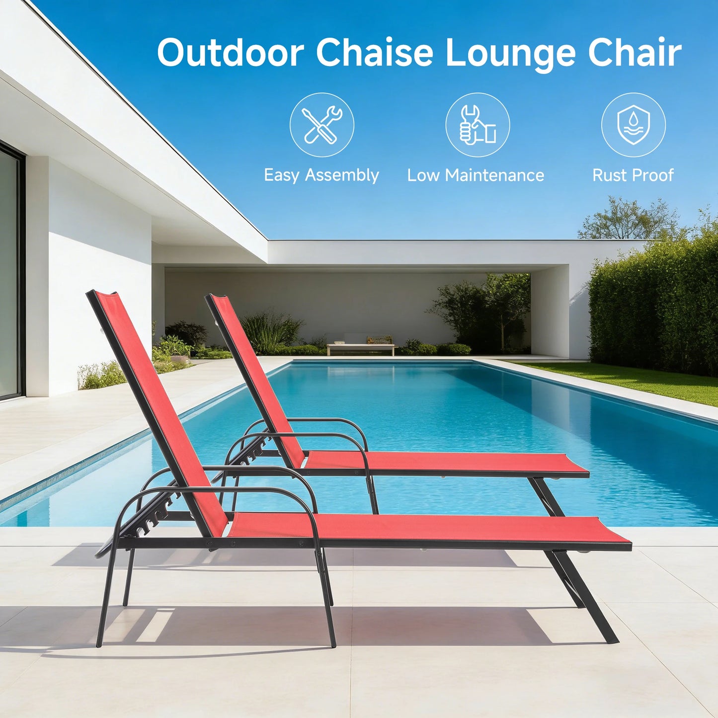JHK Folding Portable 8-legged Beach Chair Outdoor Sun Chairs with Armrests Metal Frame Lounge Recliner Chair for Patio Backyard