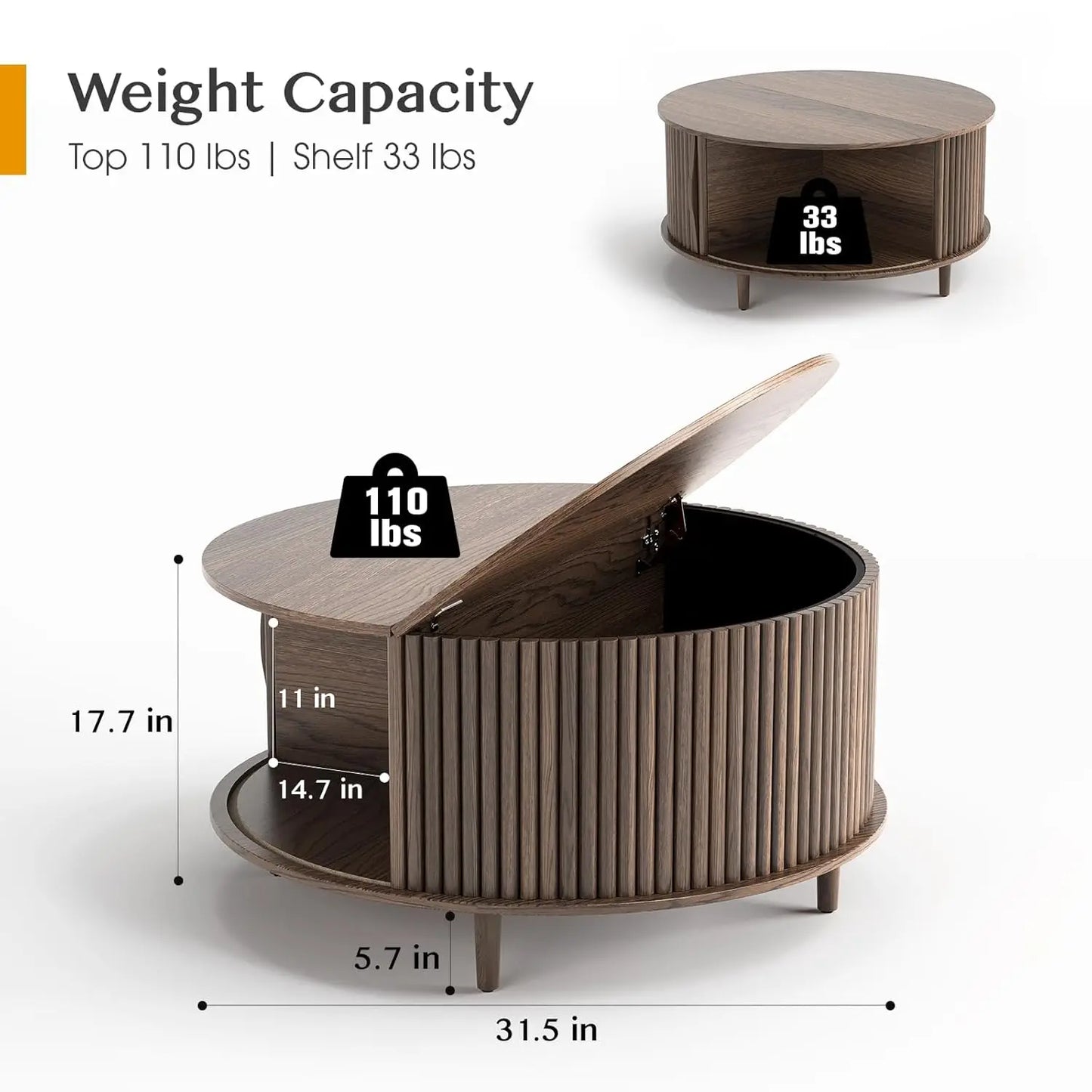 Round Coffee Table with Storage