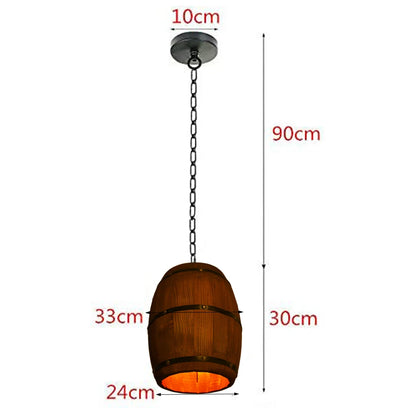 Retro Wood Wine Barrel Pendant Light