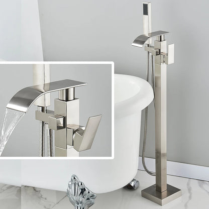 Black Waterfall Free Standing Tub Faucet