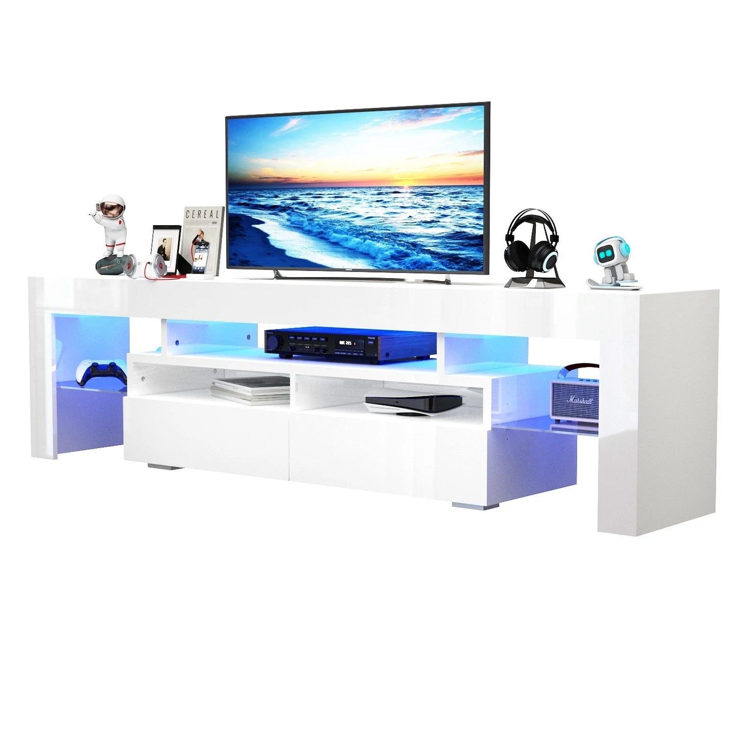 LED TV Stand for Living Room w/20 Colors Lights
