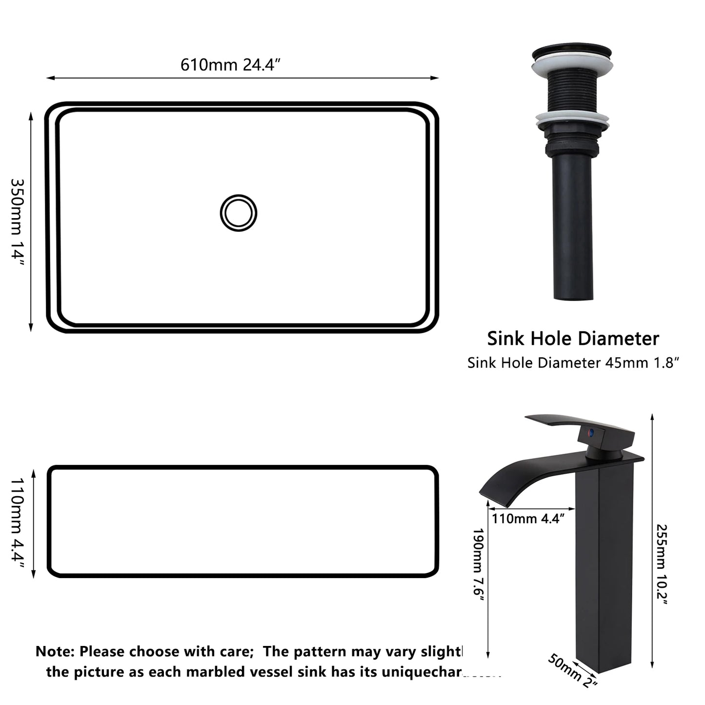 Big Bathroom Vessel Sink 24''