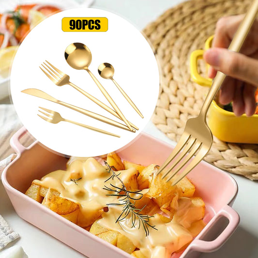 24Pcs/90Pcs Flatware Set Stainless Steel Silverware