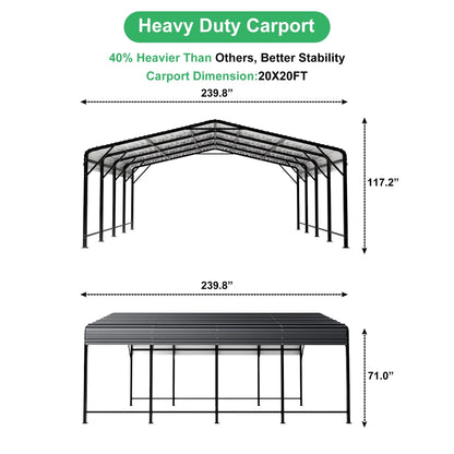 20x20/20x30/20x40FT Metal Carport