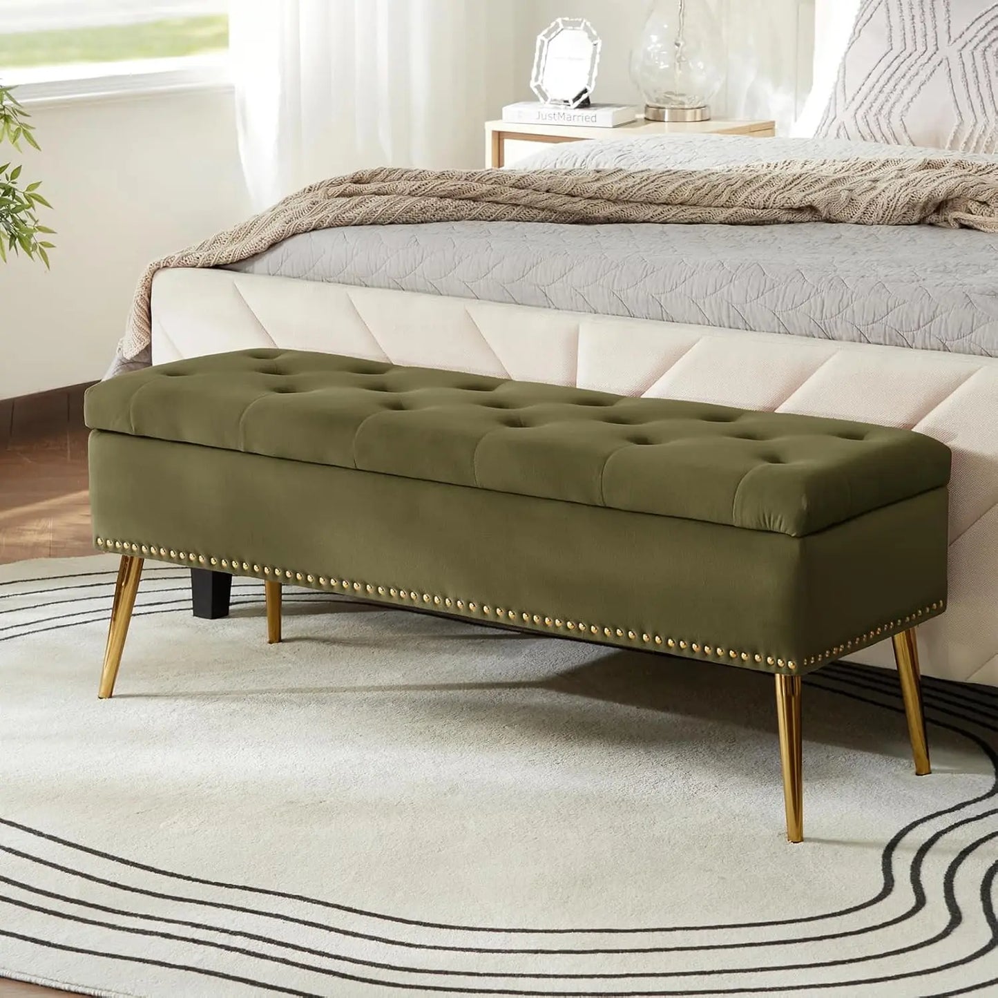 Modern Velvet Storage  Bench