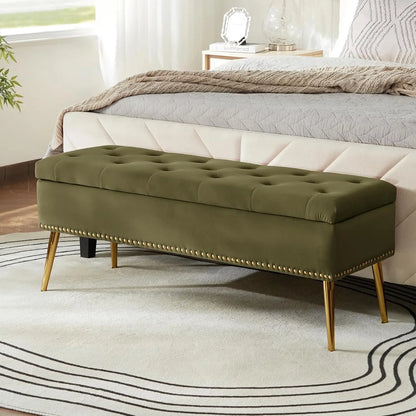 Modern Velvet Storage  Bench