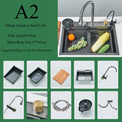 Stainless Steel Kitchen Waterfall Sink