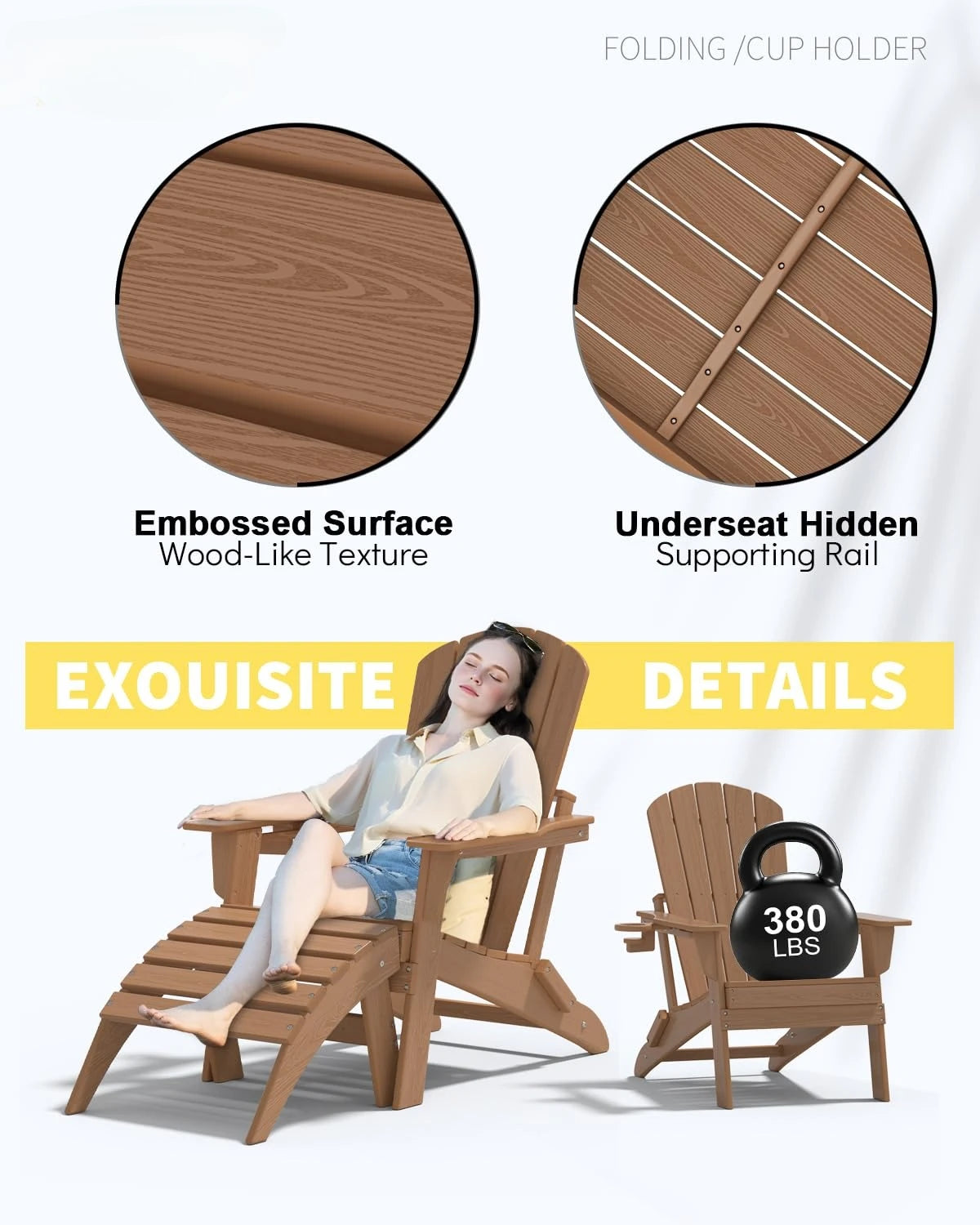 3-Piece Folding Adirondack Chair Set