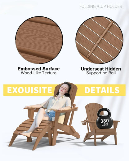 3-Piece Folding Adirondack Chair Set