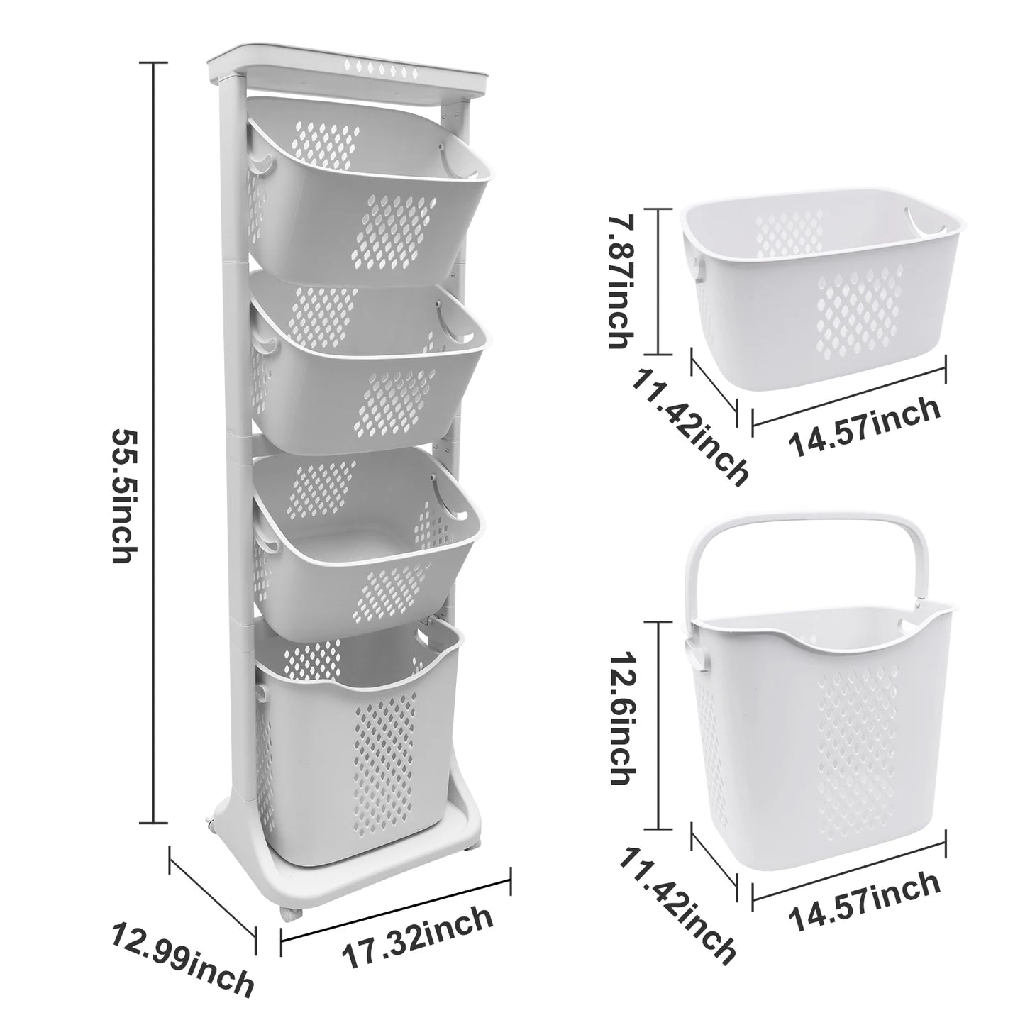 2/4 Tier Laundry Basket Cart