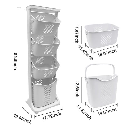2/4 Tier Laundry Basket Cart