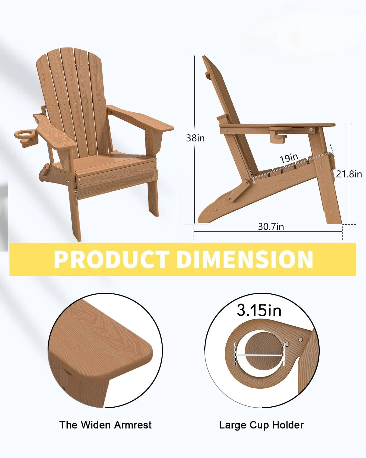 3-Piece Folding Adirondack Chair Set