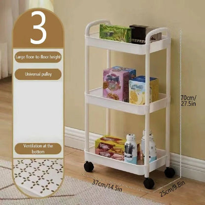 1pc 3 or 4-Tier Rolling Storage Cart