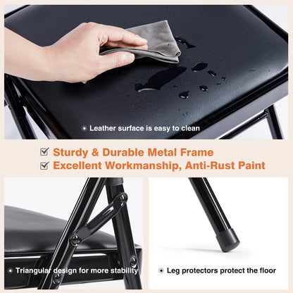 4 Pack Leather Padded Folding Chair Set