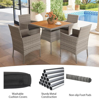 5pc PE Wicker Patio Dining Set