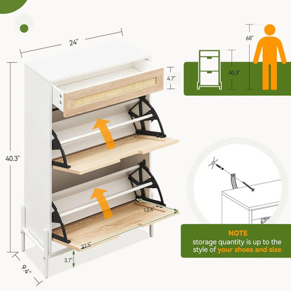 Hidden Shoe Cabinet With 2 Flip Doors 1 Drawer Narrow