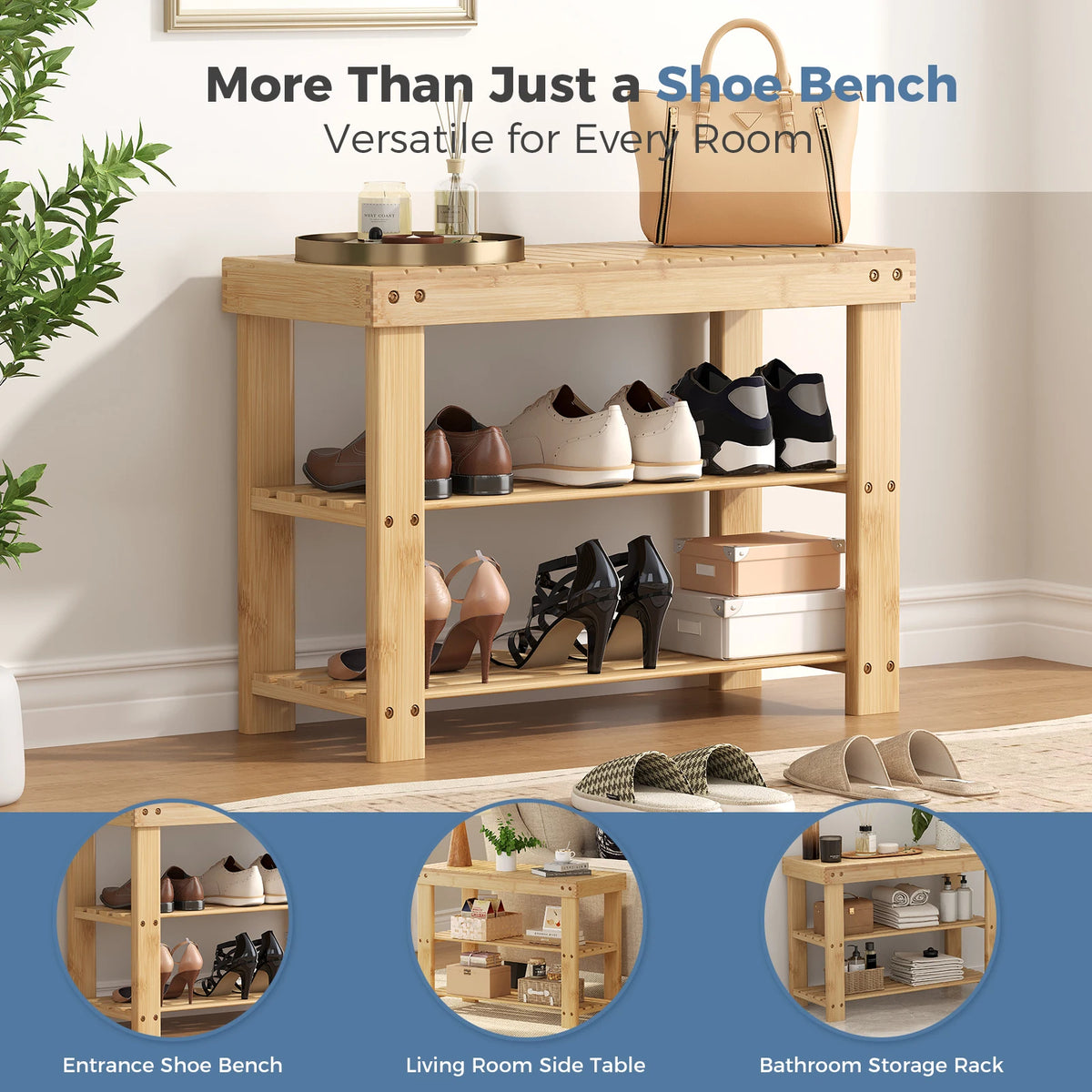 3 Tier Wood Shoe Cabinet