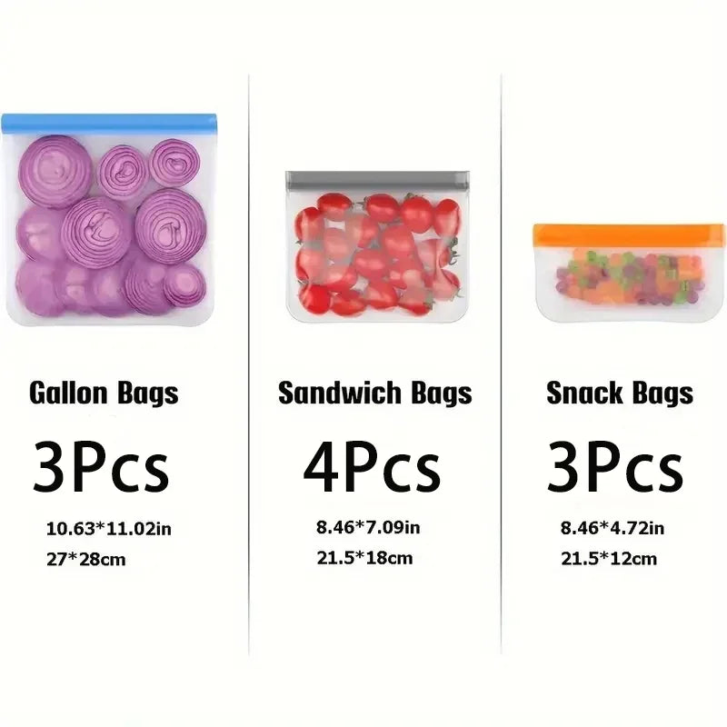 10-Pack Reusable Gallon Freezer Bags