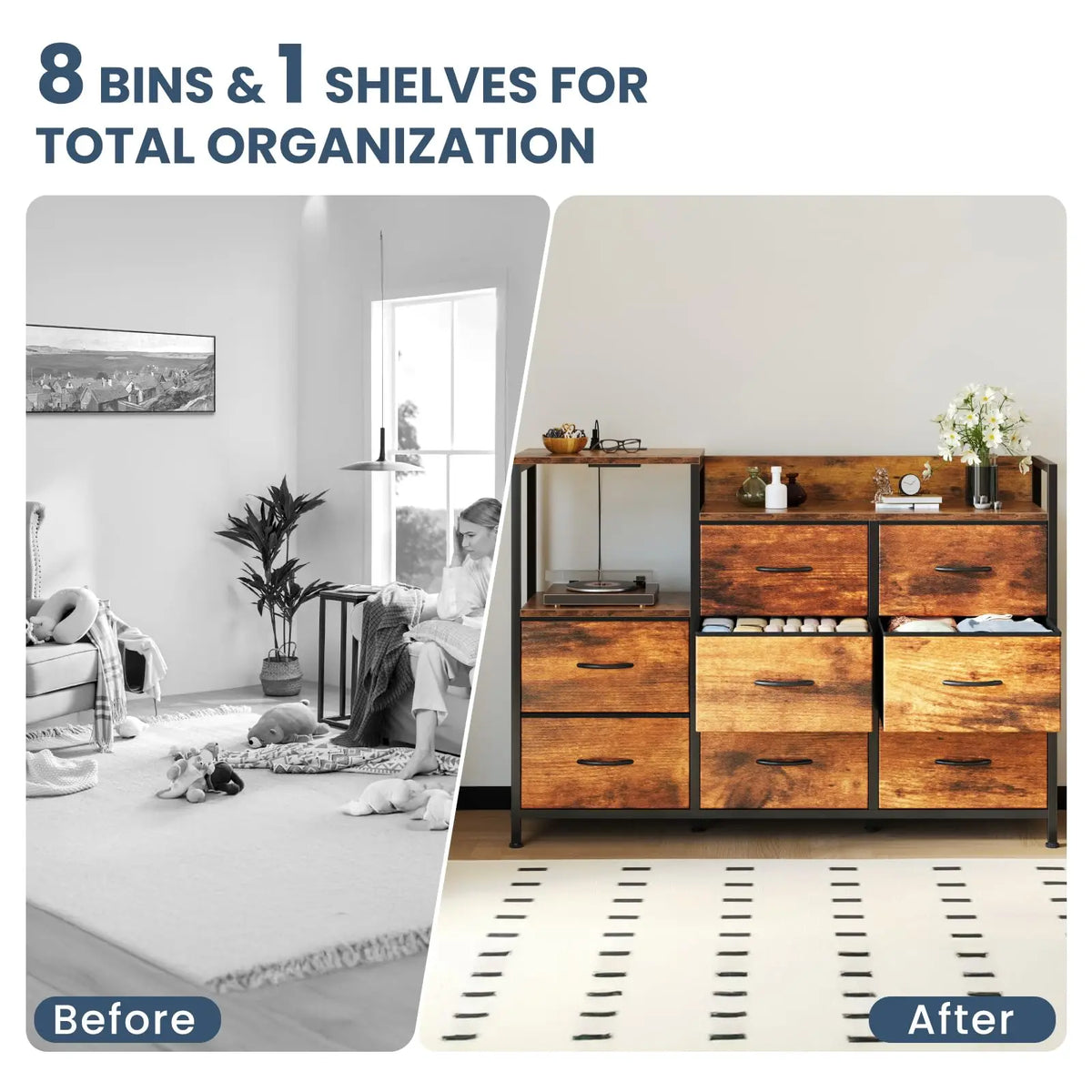 Cabinet With 8 Fabric Drawers
