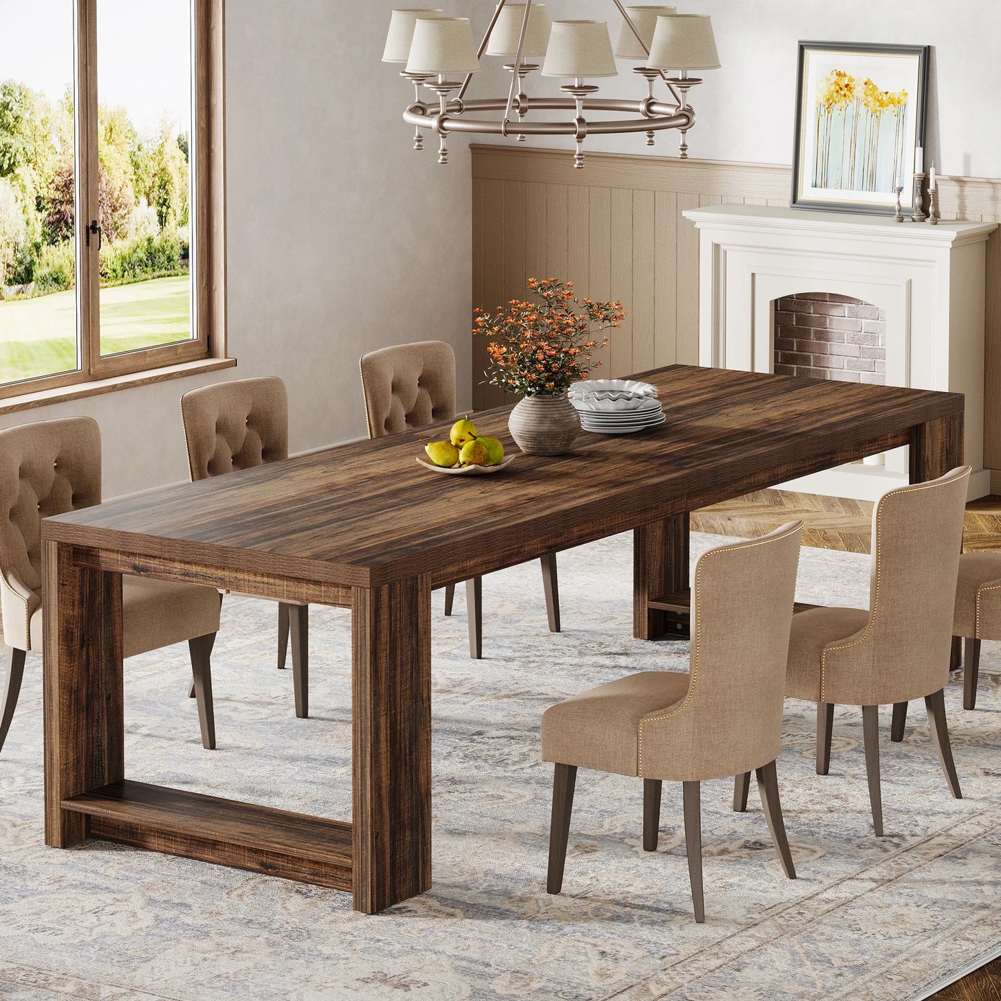 86.61-Inch Dining Table for 6-8 People