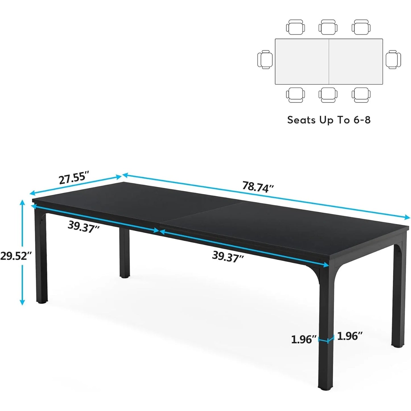 78.7 Inches Long Dining Table for 6-8 Person