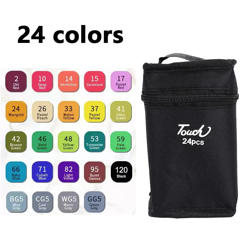 24-80 Colors Double Headed Marker Pen Set