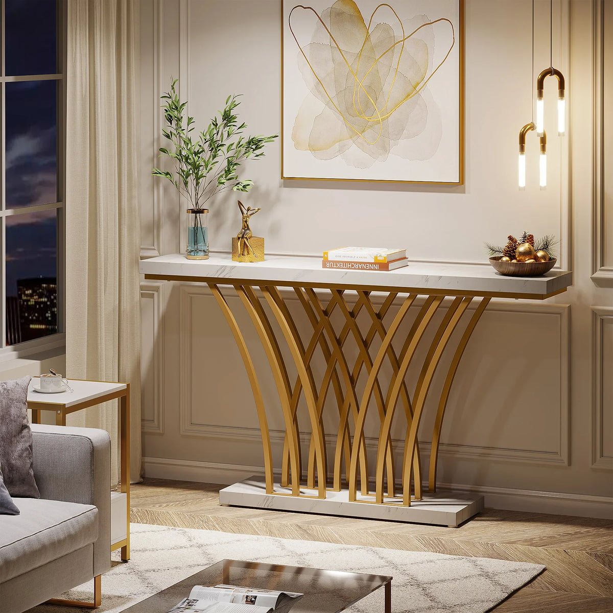 59 inch Gold Console Table