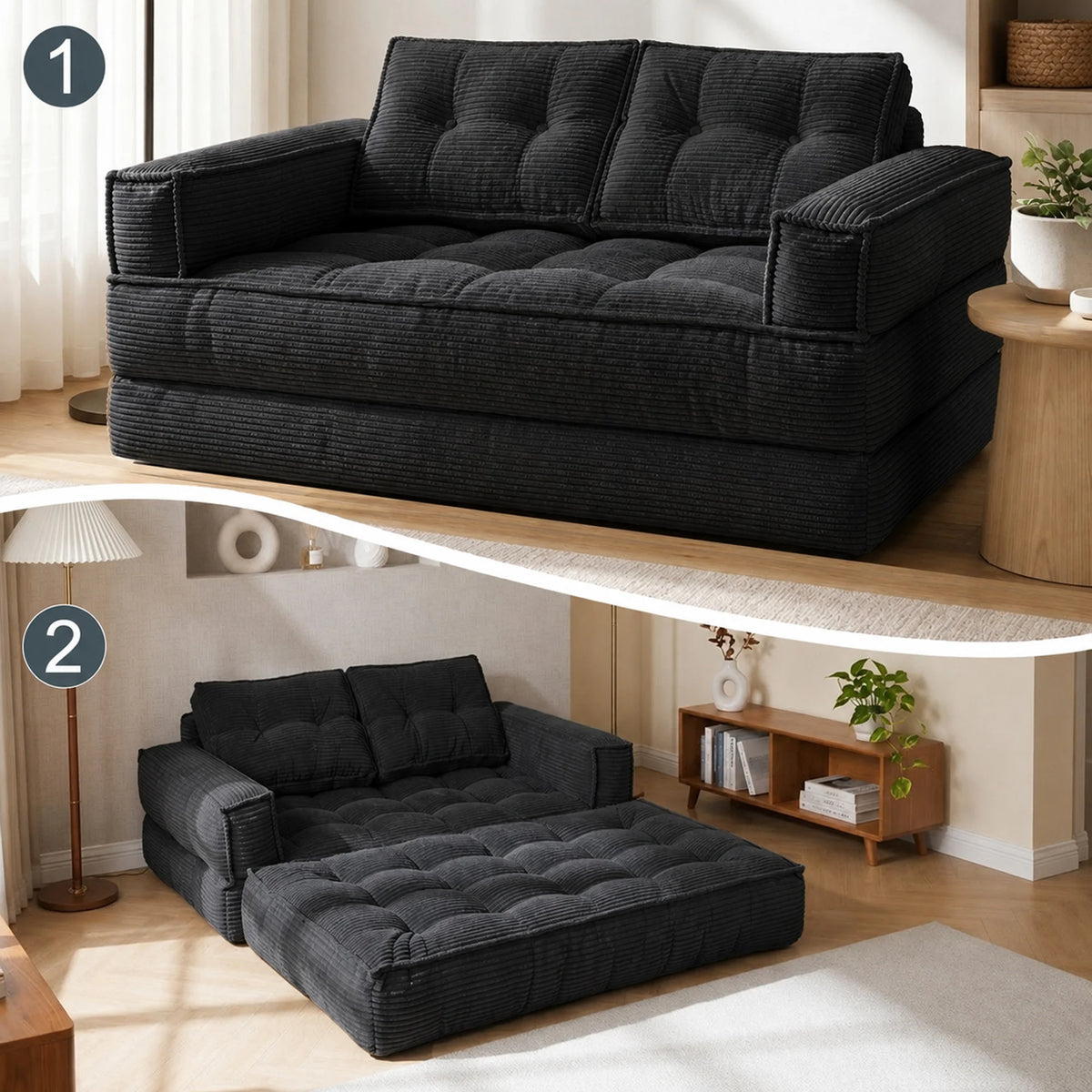 51" 2-Seater Modular Corduroy Sofa
