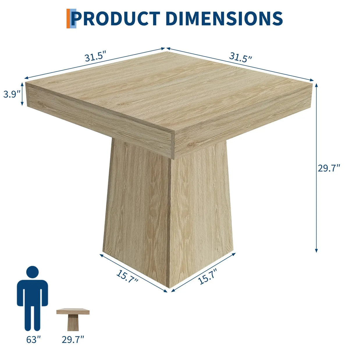 31.5in Square Dining Table For 4