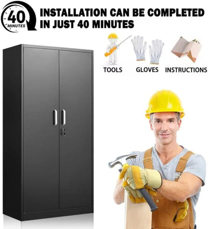 71" Black Metal  Cabinet