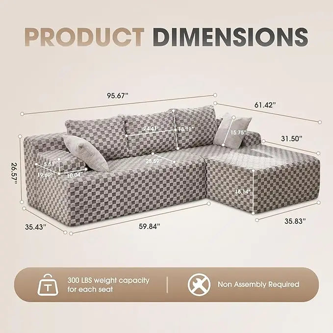L-Shaped 3-Seat Sectional