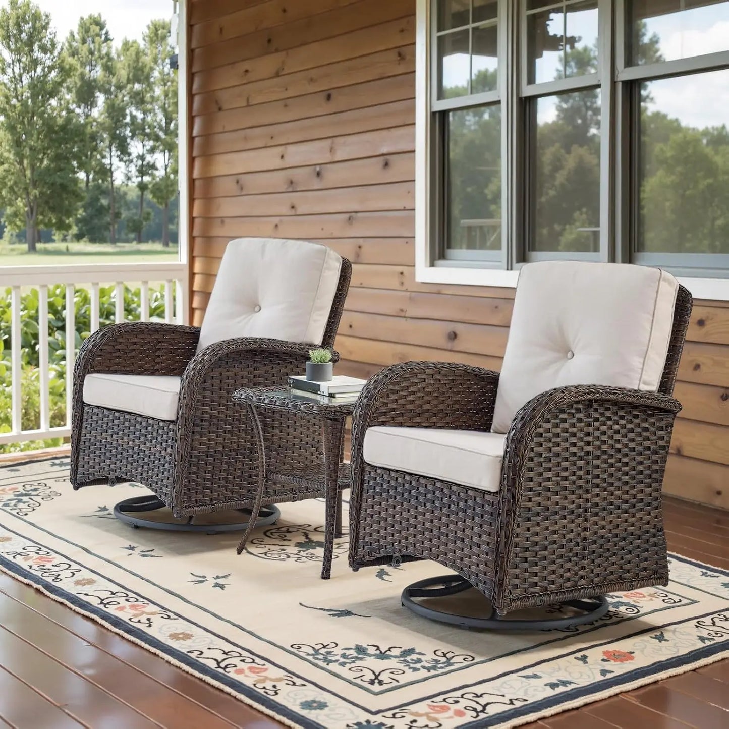 3 Pieces Black Wicker Patio Furniture