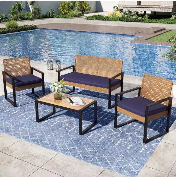 Patio Furniture Set with Cushions, Chairs