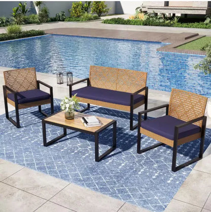Patio Furniture Set with Cushions, Chairs