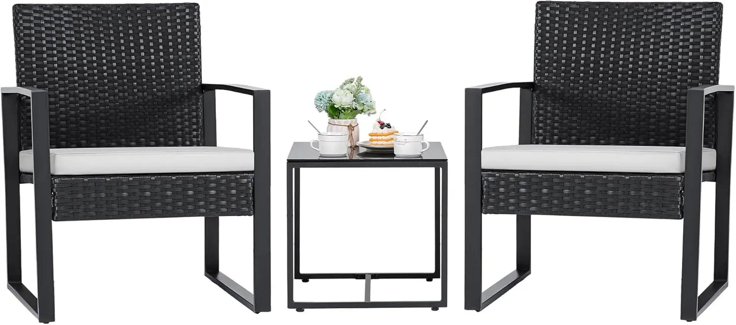 3 Pieces Outdoor Patio Wicker Furniture Set