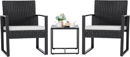 3 Pieces Outdoor Patio Wicker Furniture Set