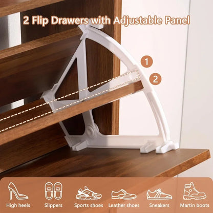 Set of 1-2 Fluted Shoe Cabinets