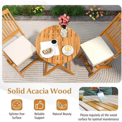 3 Pieces Wood Patio Set